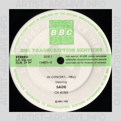Sade - BBC Transcription Services - Live At Hammersmith Odeon