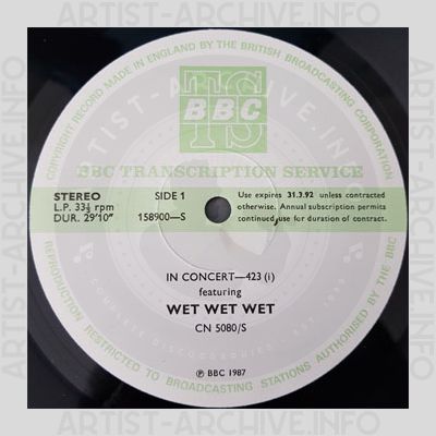 Wet Wet Wet - BBC Transcription Service - In Concert